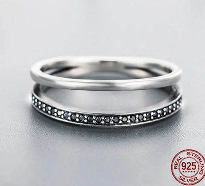 TRENDZ 925 Sterling Silver Double Circle Ring