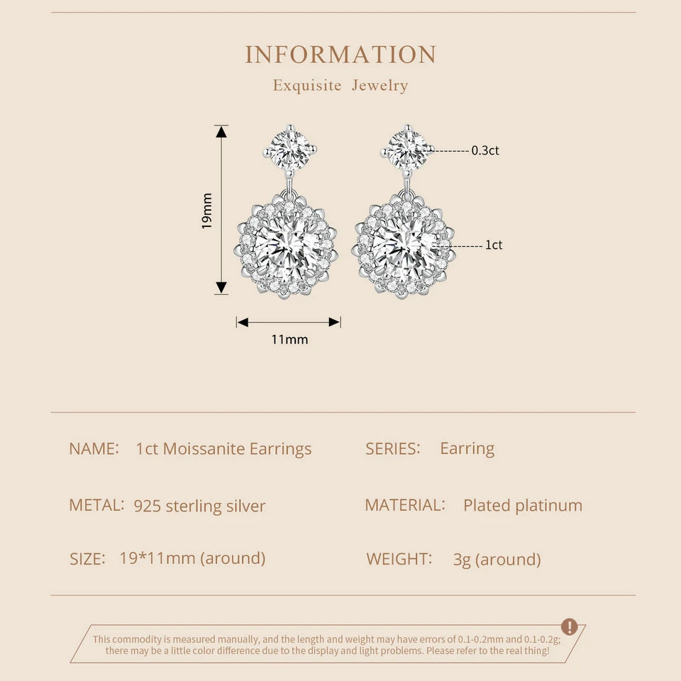 TRENDZ 925 Sterling Silver Sweet Moissanite Stud Earrings