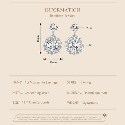 TRENDZ 925 Sterling Silver Sweet Moissanite Stud Earrings