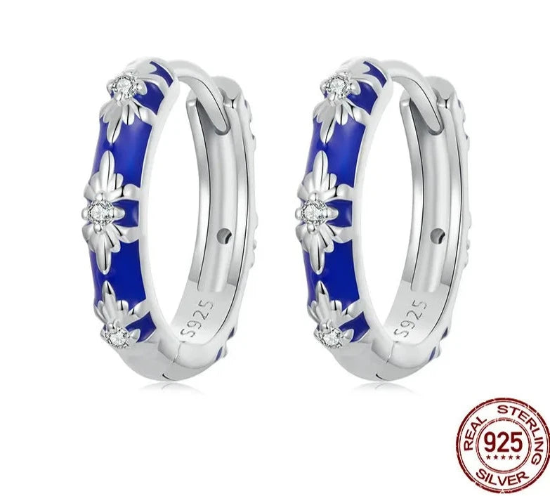 TRENDZ 925 Sterling Silver Hoop Earrings