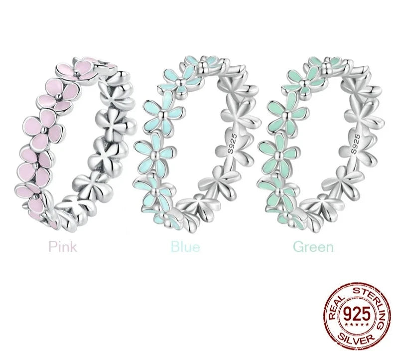 TRENDZ S925 Sterling Silver Pink Wreath Ring