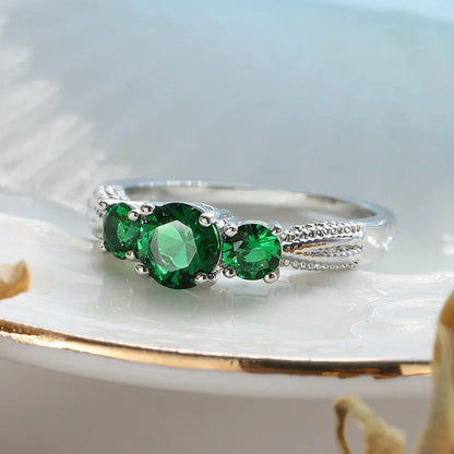 TRENDZ Vintage Green Zircon Ring