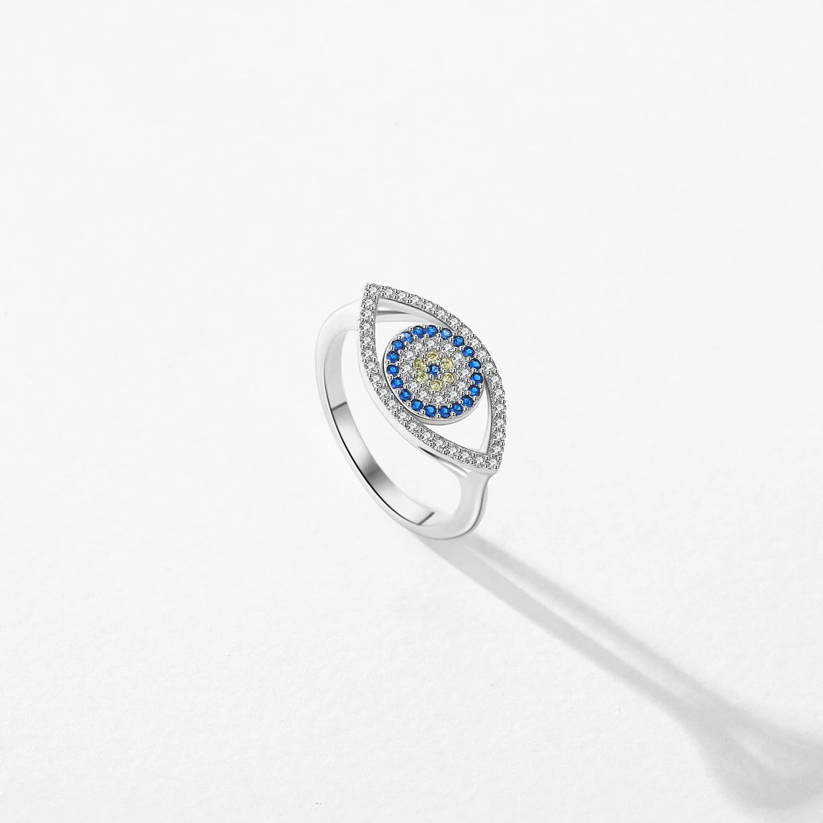 TRENDZ 925 Sterling Silver Cute Blue Eyes Ring