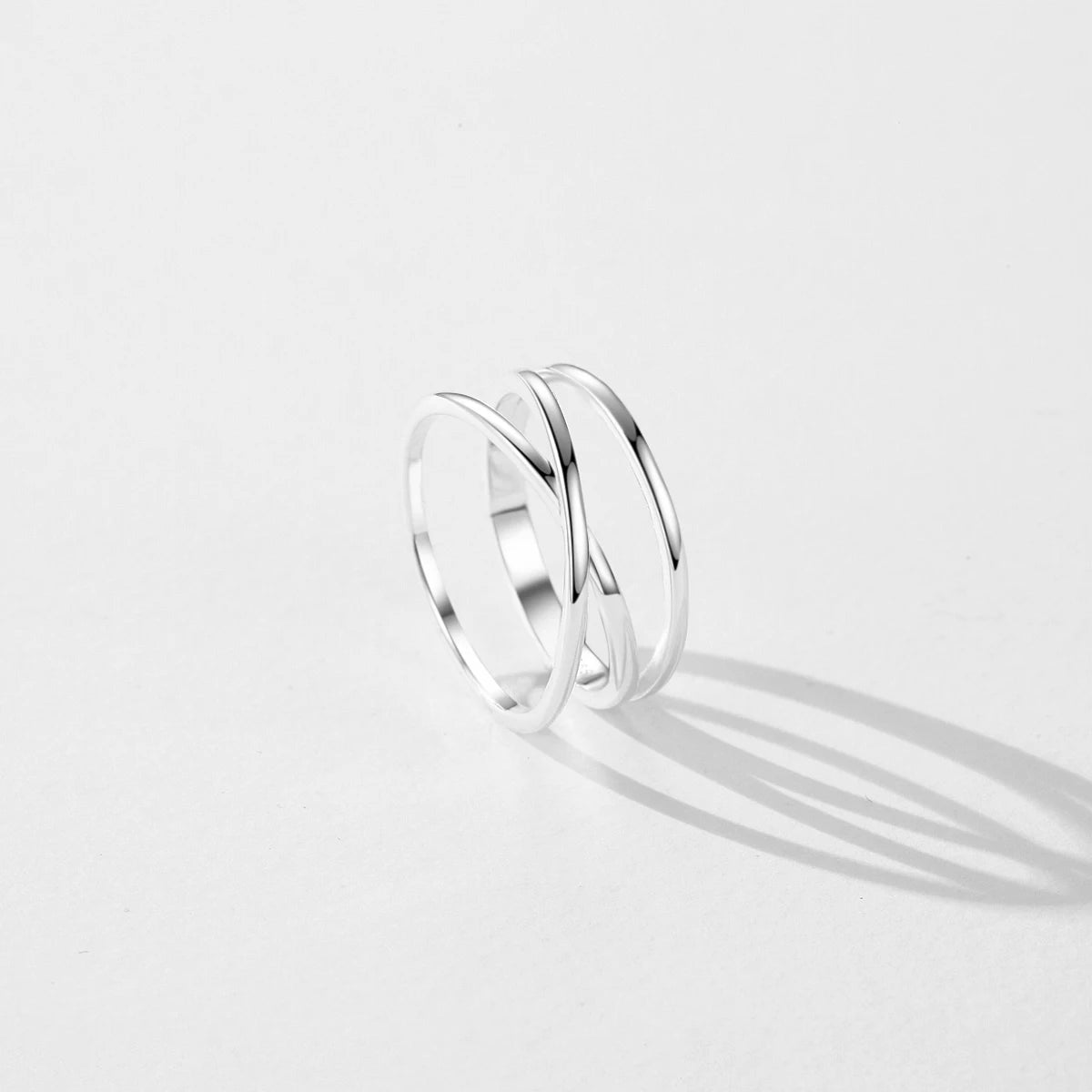 TRENDZ 925 Sterling Silver Cross Lines Ring