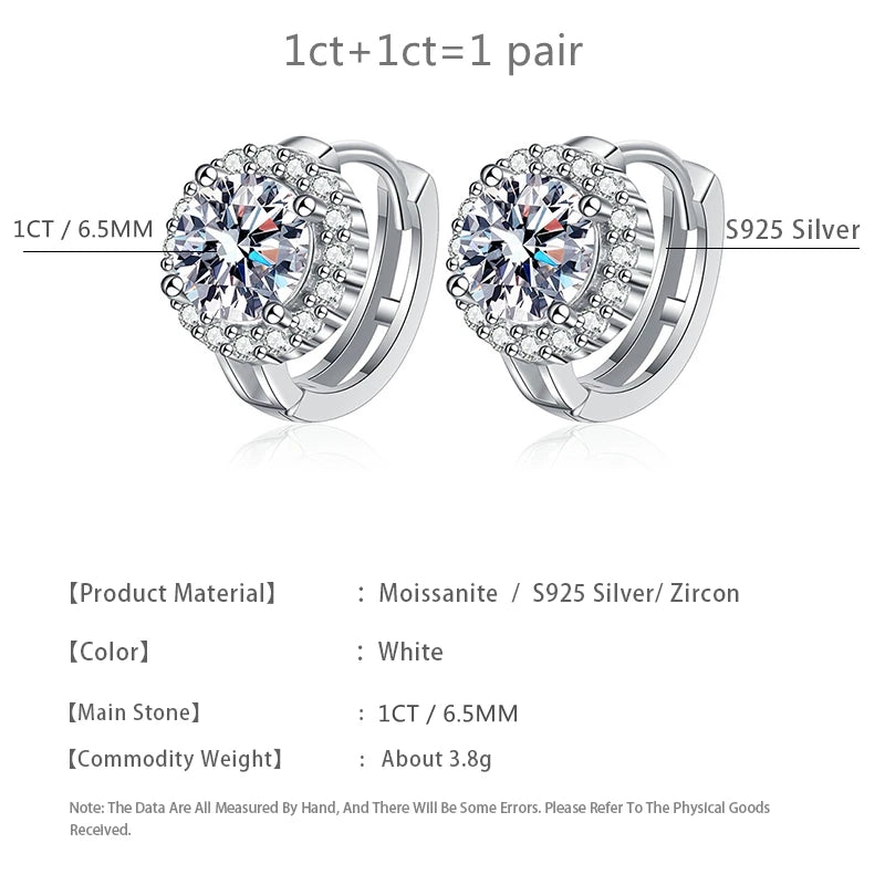 TRENDZ 2ct Moissanite Diamond Hoop Earrings D Color with Certificate