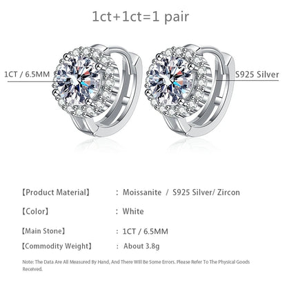 TRENDZ 2ct Moissanite Diamond Hoop Earrings D Color with Certificate