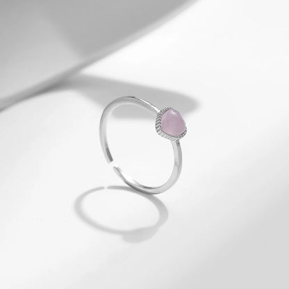 TRENDZ 925 Sterling Silver Pink Crystal Heart Ring