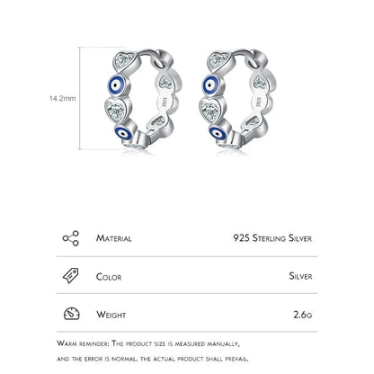 TRENDZ 925 Sterling Silver Blue Enamel Eyes Earrings