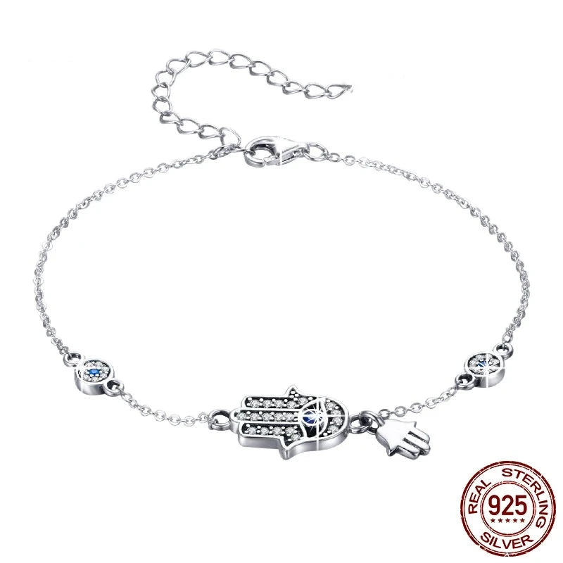 TRENDZ 925 Sterling Silver Fatima Hand Bracelet