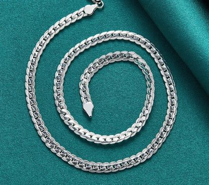 TRENDZ 925 Sterling Silver 6mm Side Chain Necklace