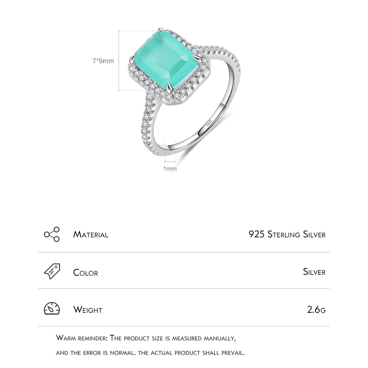 TRENDZ 925 Sterling Silver Paraiba Tourmaline Rings