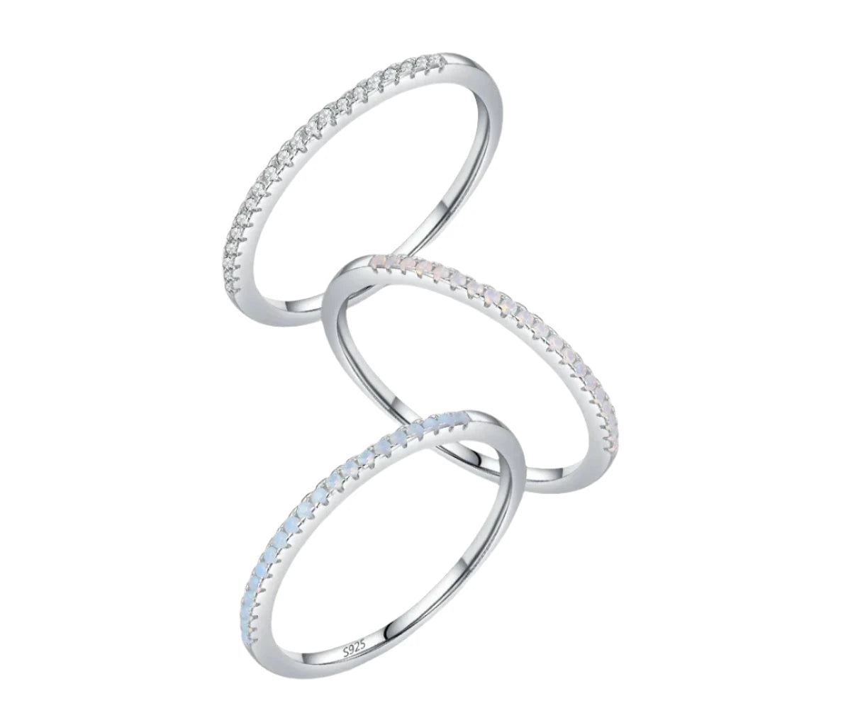 TRENDZ 925 Sterling Silver Clear Rings