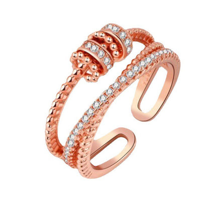 Stress Relief Transporter Spinning Bead Copper Micro Set Zircon Ring