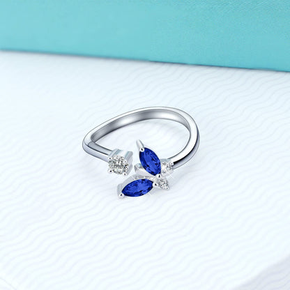 TRENDZ Ring with Sapphire Blue Crystal