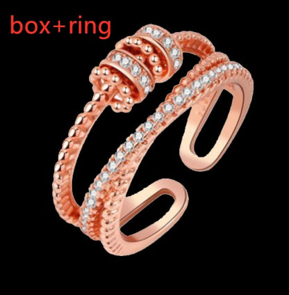 Stress Relief Transporter Spinning Bead Copper Micro Set Zircon Ring