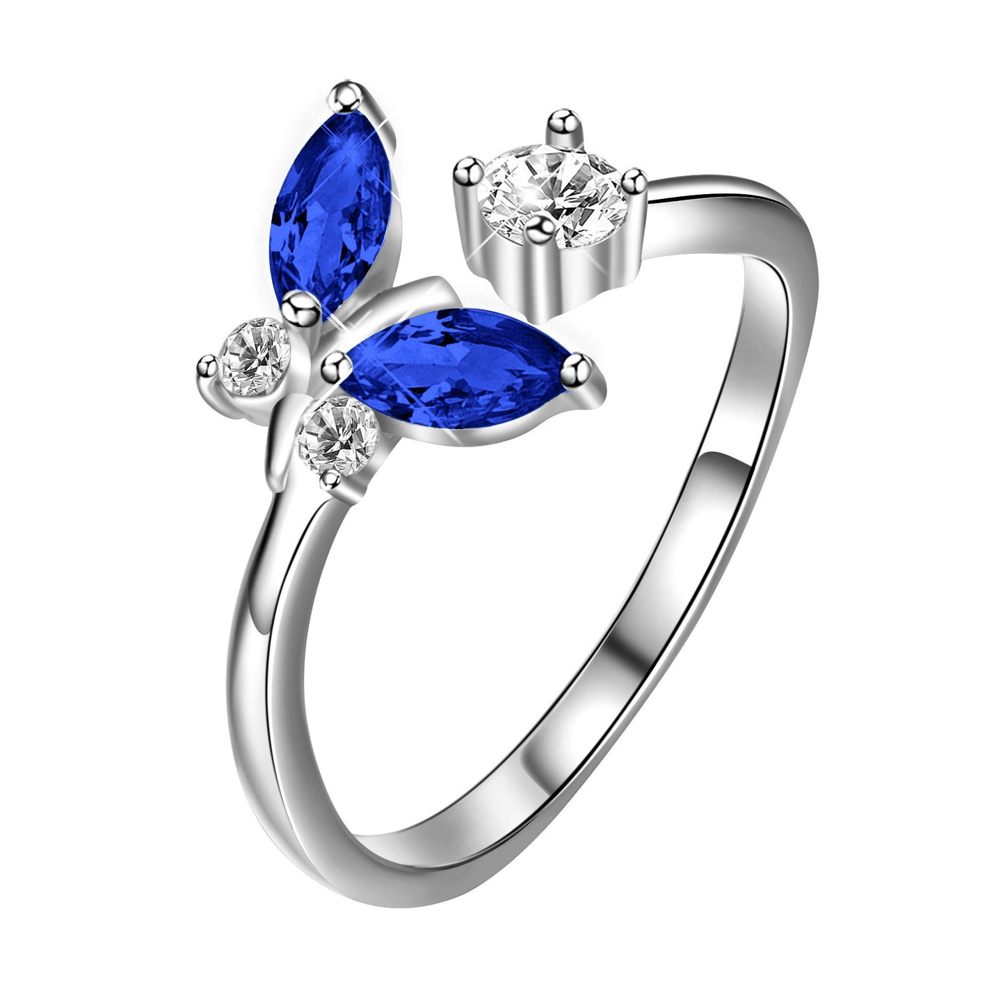 TRENDZ Ring with Sapphire Blue Crystal