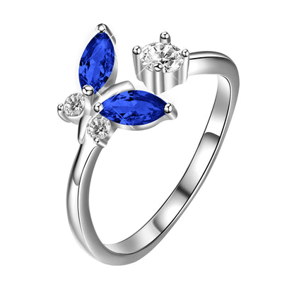 TRENDZ Ring with Sapphire Blue Crystal