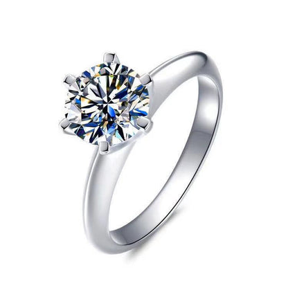 TRENDZ 18k White Gold Moissanite Diamond Ring